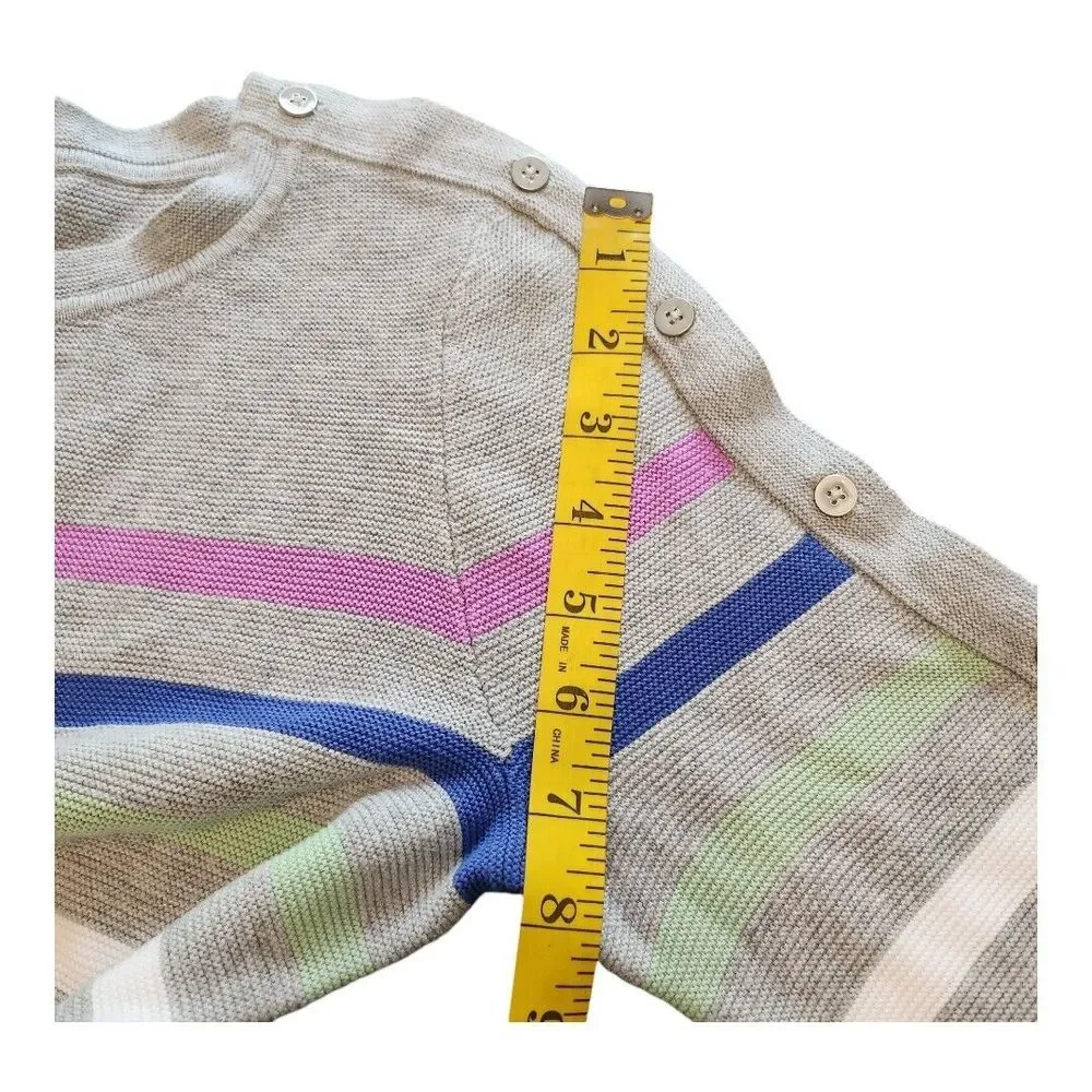 NWOT Talbots Knit Sweater Womens Extra Small Gray Multicolor Stripes Waffle Knit